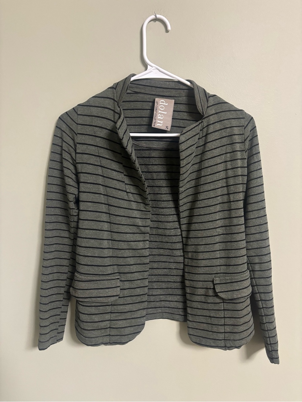 Anthropologie x Dolan Striped Stretch Blazer Jacket Open Front Womens Size XS